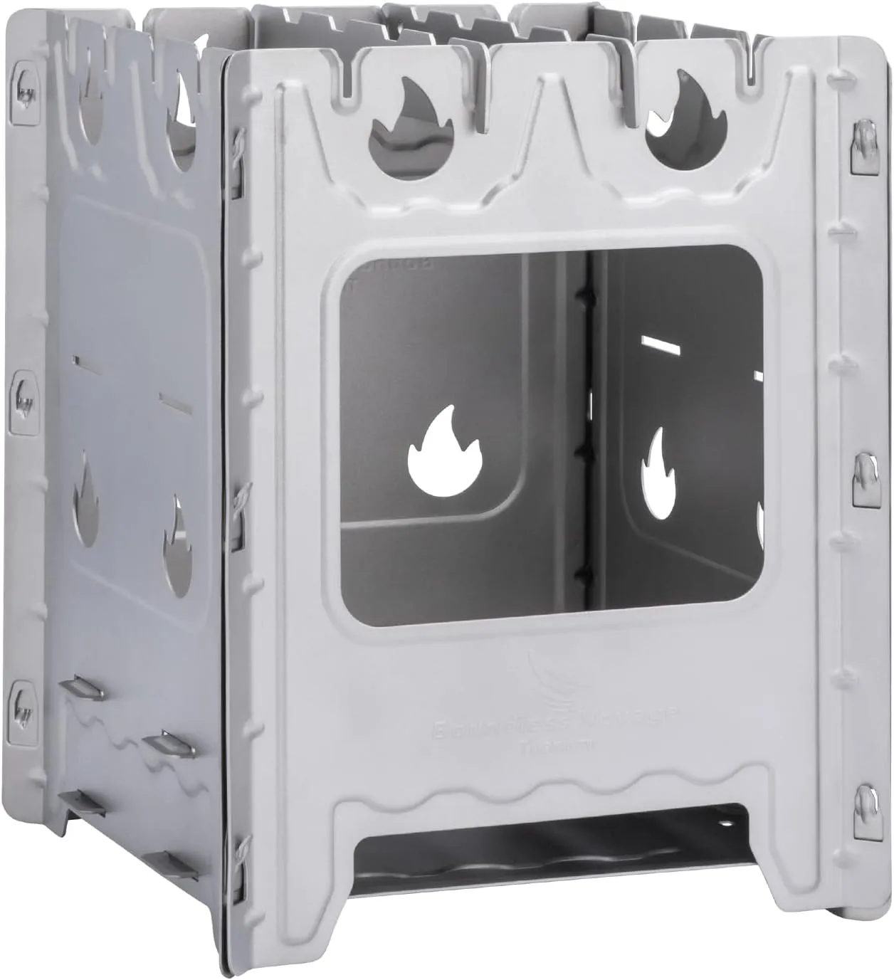 Boundless Voyage Folding Wood Stove Titanium Stove Ultralight and Compact Stove Camping Backpacking Stove Outdoor Cookware for Travel, Hiking, Survival, Large, Silver, Ti2008C-YY61