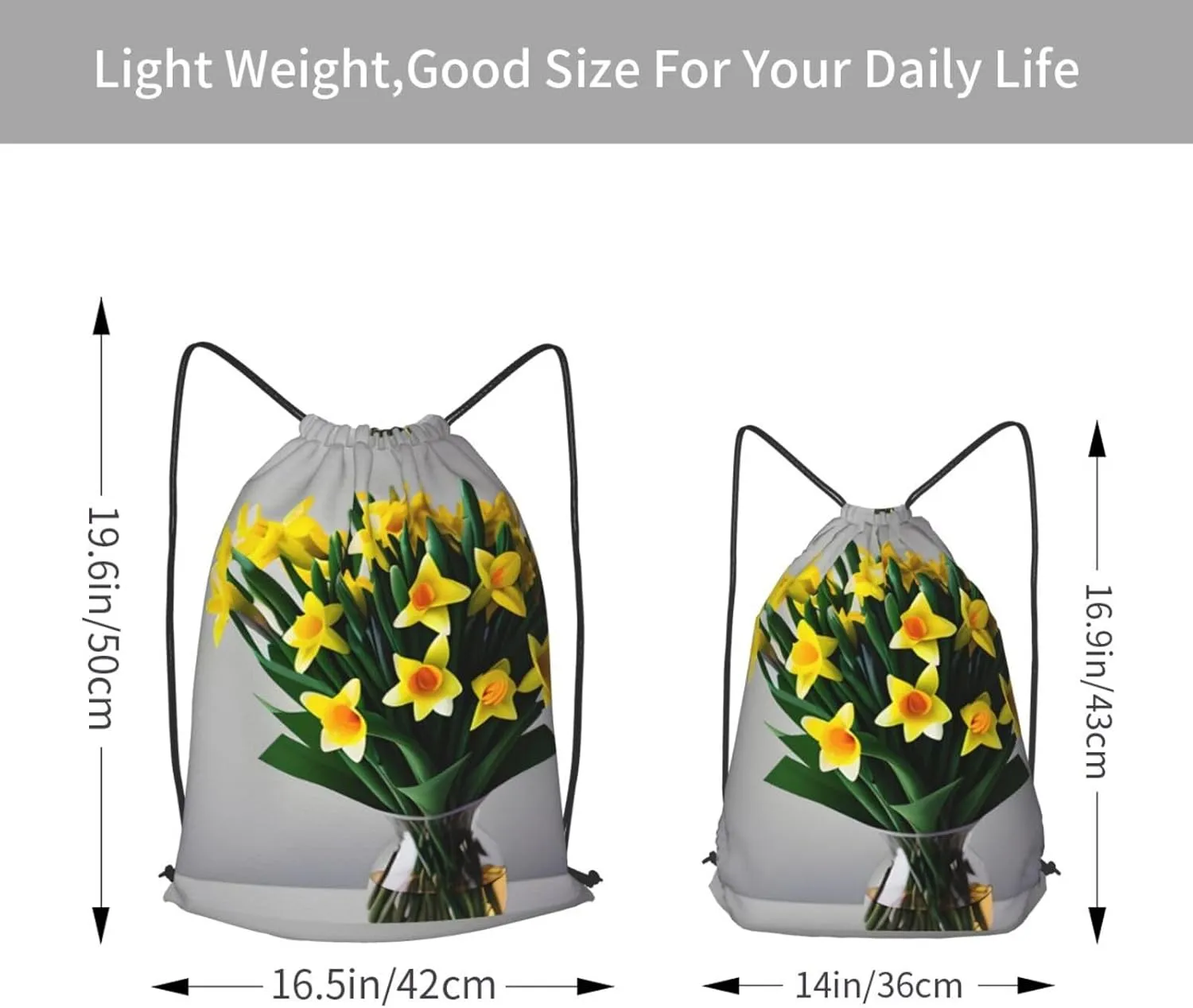 Bouquet Of Daffodils Drawstring Backpack String Cinch Bag Polyester Sackpack For Fitness Training Workout