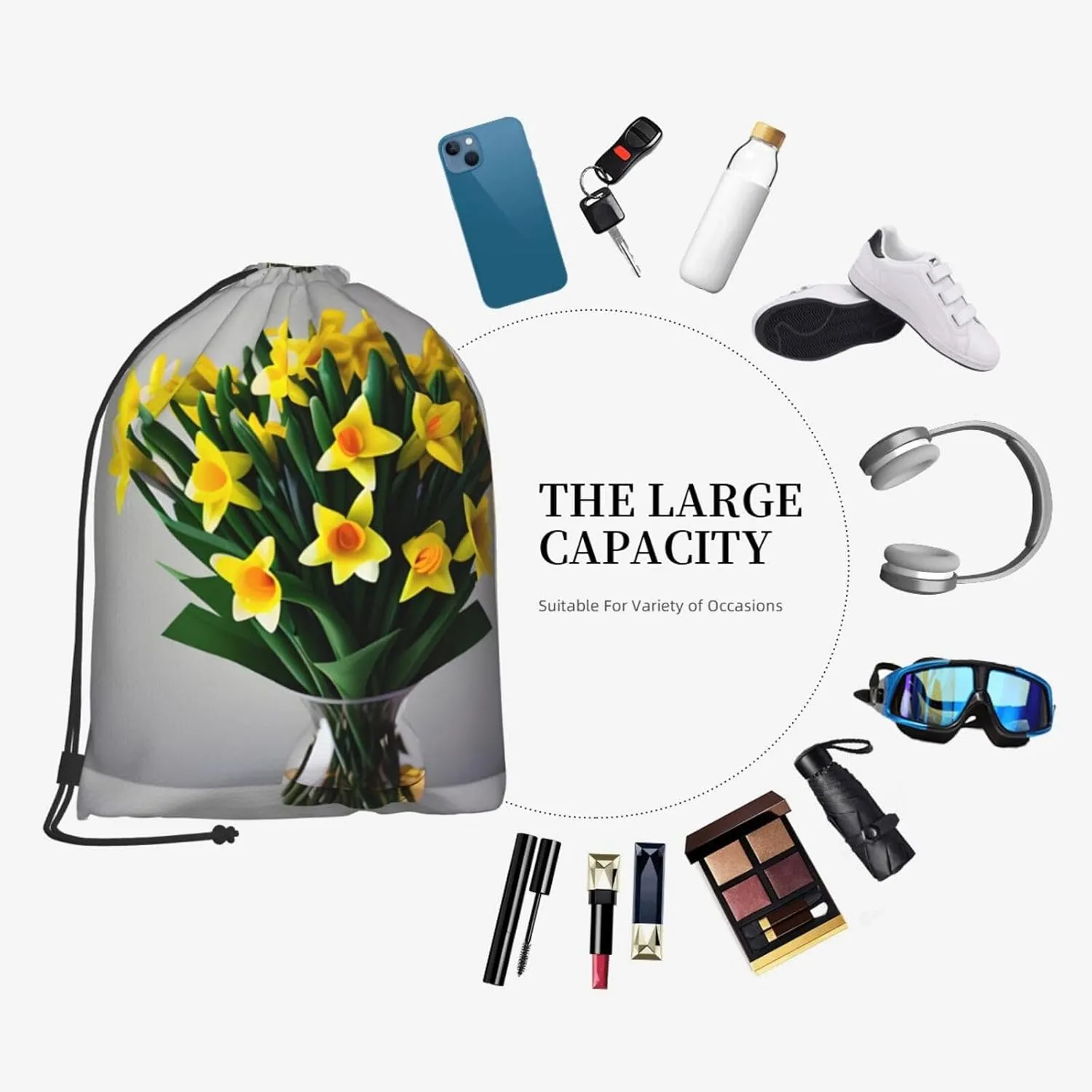 Bouquet Of Daffodils Drawstring Backpack String Cinch Bag Polyester Sackpack For Fitness Training Workout