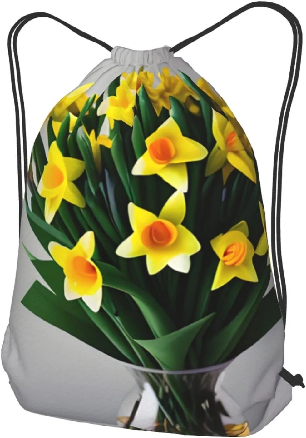 Bouquet Of Daffodils Drawstring Backpack String Cinch Bag Polyester Sackpack For Fitness Training Workout