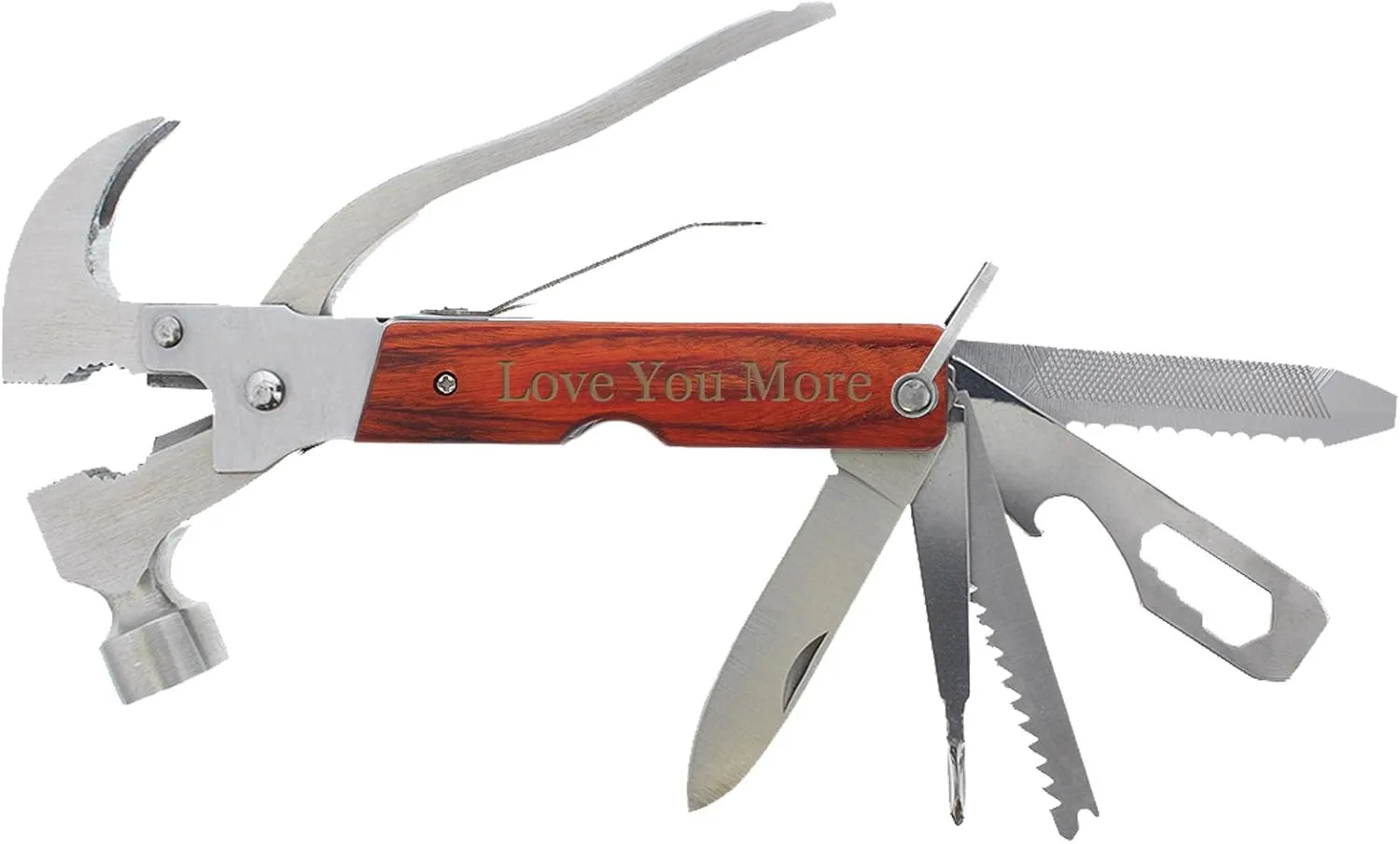 Boyfriend Gift for Boyfriend Love You More Laser Engraved 12-in-1 Hammer Boyfriend Birthday Gift Multitool Camping Survival Hammer Multi Tool