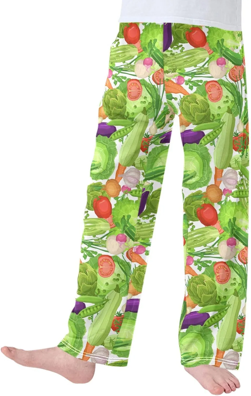 Boys' Pants Fresh Vegetables Red Pepper Long Bottoms Cute Cabbage Tomatoes Jogger Pants Elastic Waist Trousers Pockets S