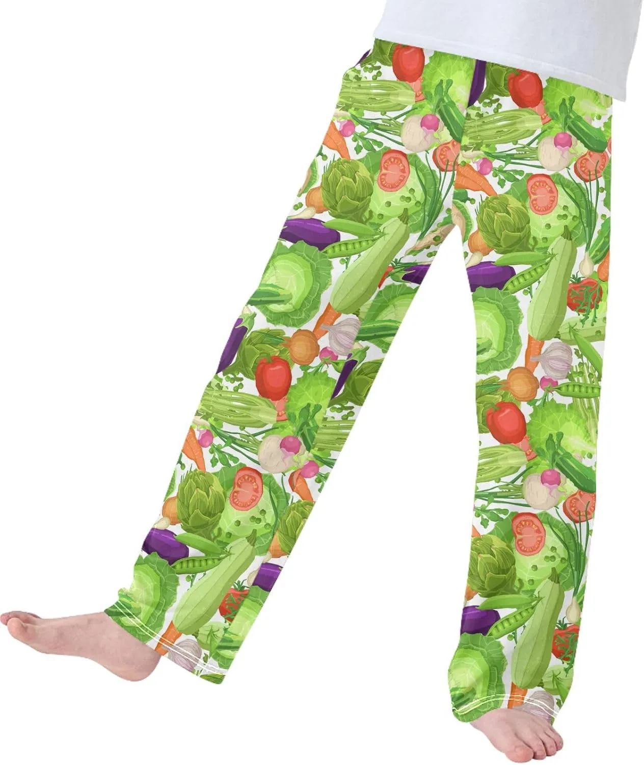 Boys' Pants Fresh Vegetables Red Pepper Long Bottoms Cute Cabbage Tomatoes Jogger Pants Elastic Waist Trousers Pockets S