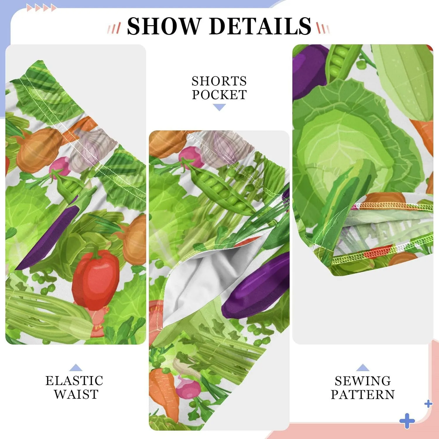 Boys' Pants Fresh Vegetables Red Pepper Long Bottoms Cute Cabbage Tomatoes Jogger Pants Elastic Waist Trousers Pockets S