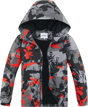 Boys Rain Jackets Waterproof Hooded fleece Raincoats Lightweight Windbreakers for Kids
