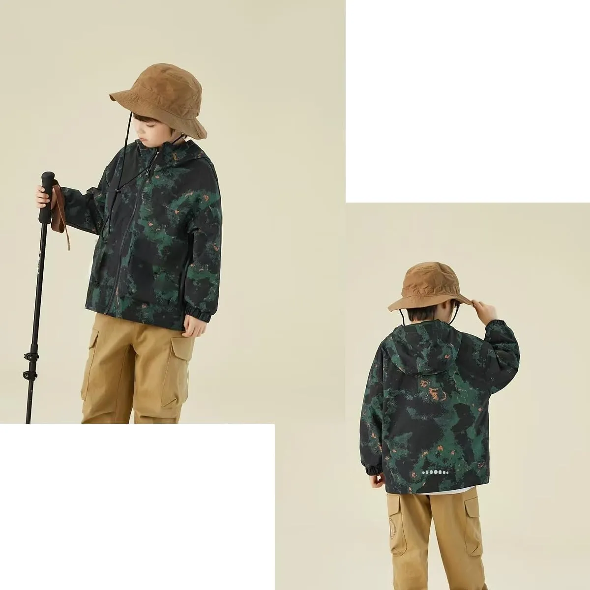 Boys Rain Jackets Waterproof Hooded fleece Raincoats Lightweight Windbreakers for Kids