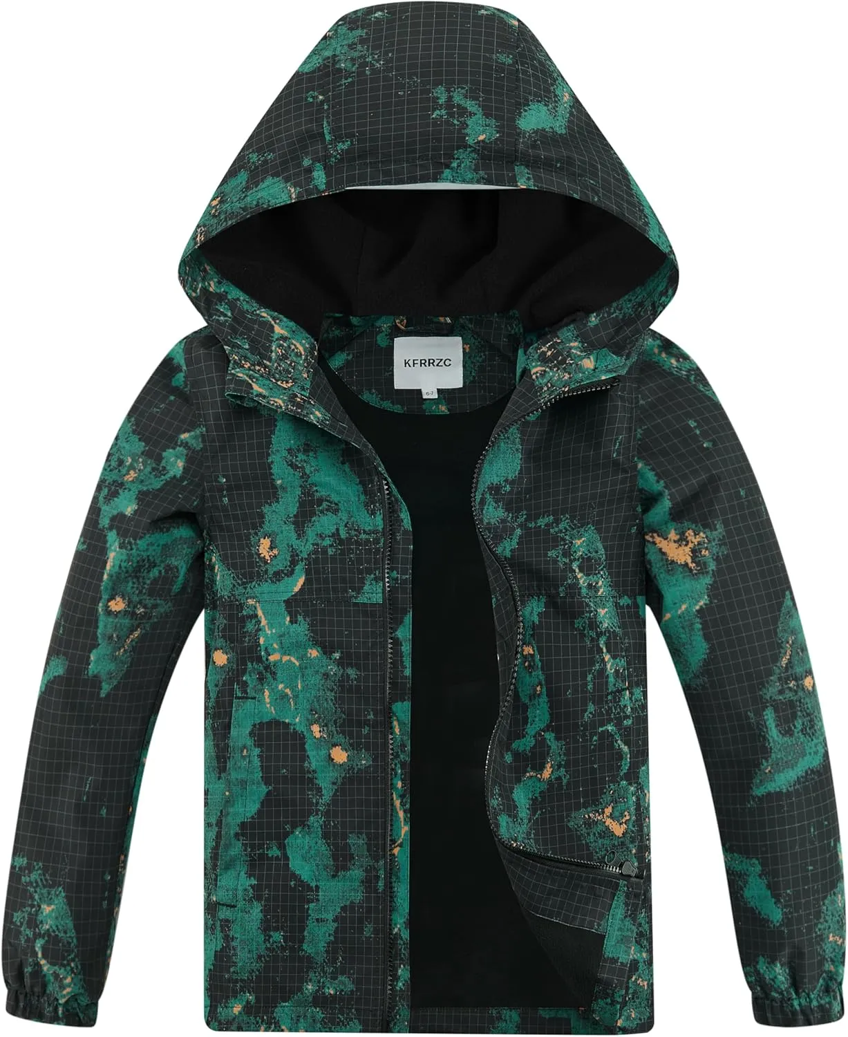 Boys Rain Jackets Waterproof Hooded fleece Raincoats Lightweight Windbreakers for Kids