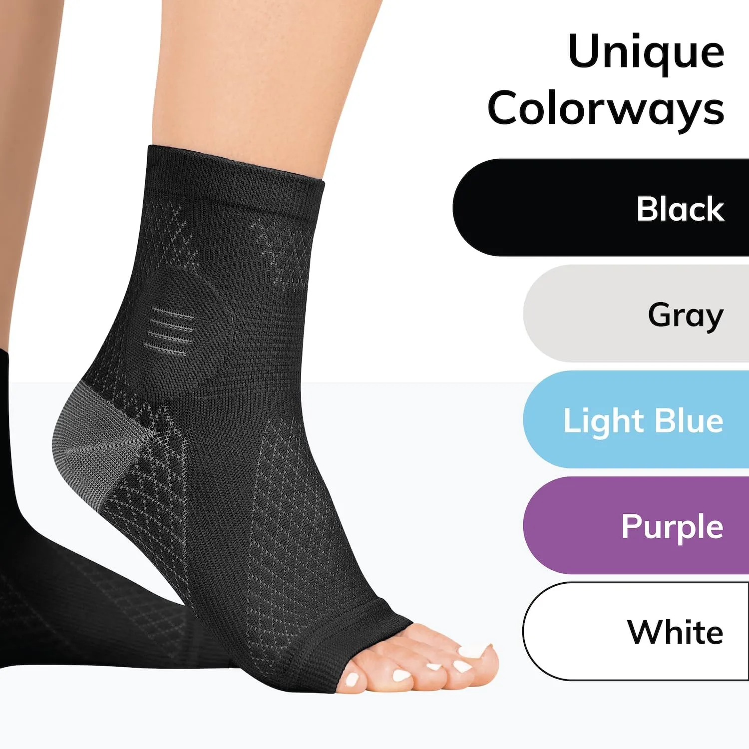 BraceAbility Neuropathy Socks (3 Pairs) - Multipack Peripheral Compression Diabetic Toeless Foot Sleeves for Nerve Damage in Feet, Ankle Gout, Plantar Fasciitis Relief for Men and Women (M - Black)