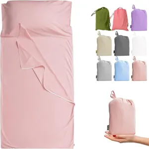 Brand - GANNAFEE Cotton Sleeping Bag Liner with Zipper - 100% Cotton Travel Sheet Sleep Sack Adult - Travel Sleeping Bag for Hotels Camping Hiking