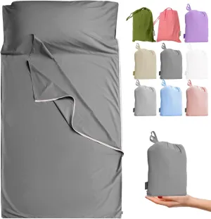 Brand - GANNAFEE Cotton Sleeping Bag Liner with Zipper - 100% Cotton Travel Sheet Sleep Sack Adult - Travel Sleeping Bag for Hotels Camping Hiking