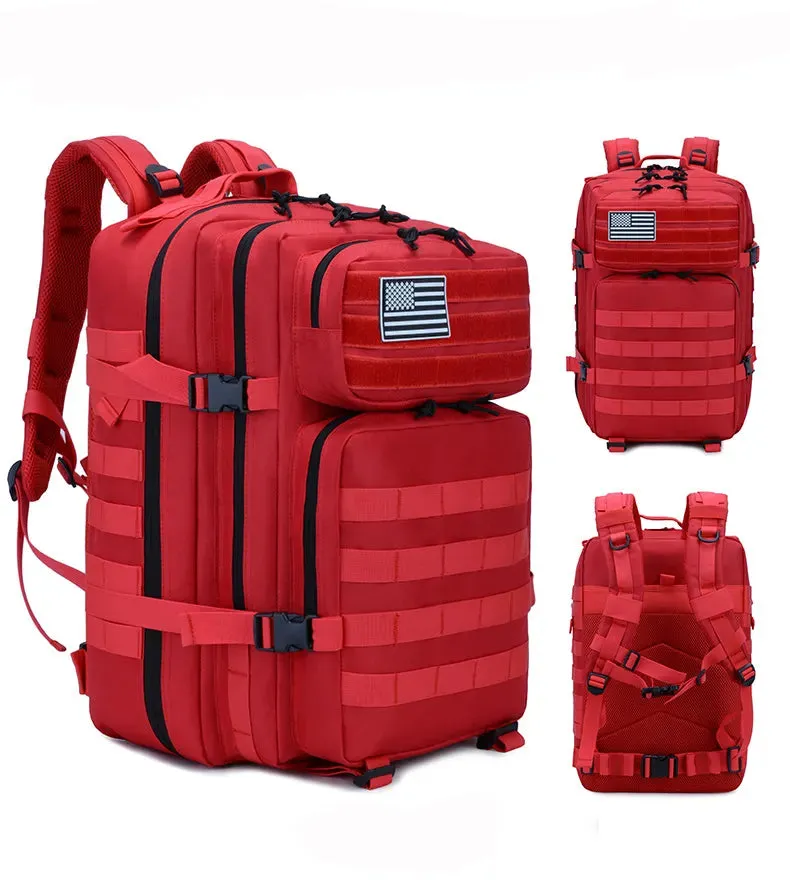 Bright Red 45L Molle backpack for Travel, School or Everyday
