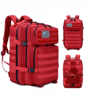 Bright Red 45L Molle backpack for Travel, School or Everyday