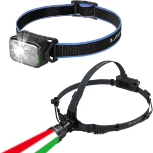 Brinyte HC01 Headlamp with White and Red Light Bundle HL28 Red Green White Zoomable Hunting Headlamp