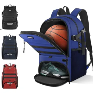 BROTOU Basketball Backpack Large Basketball Bag with Ball holder & Shoes compartment for Basketball Soccer Volleyball (Blue)