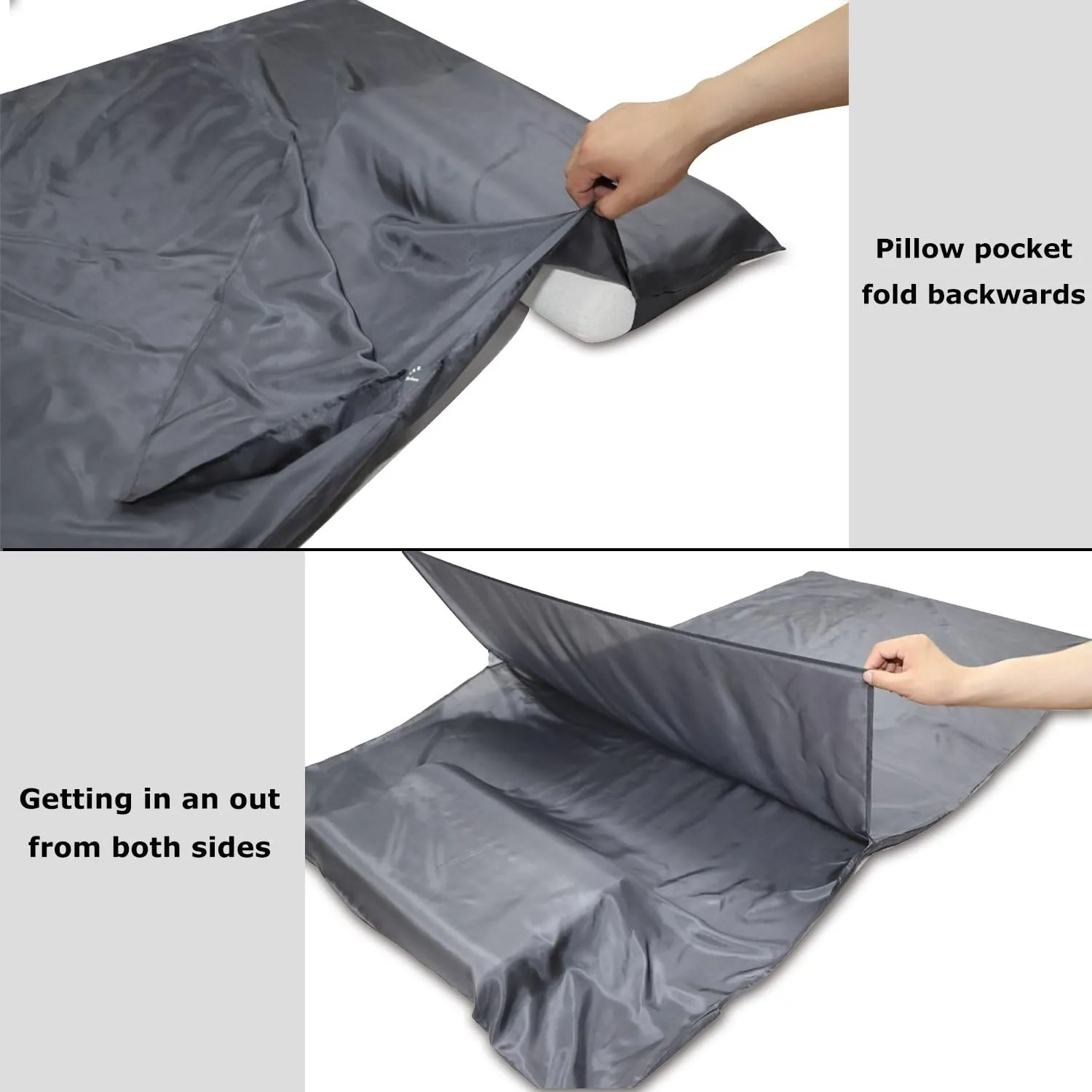 Browint Silk Sleeping Bag Liner, Silk Sleep Sack, Extra Wide 87"x43", Lightweight Travel Sheet for Hotels, More Colors for Option, Reinforced Gussets