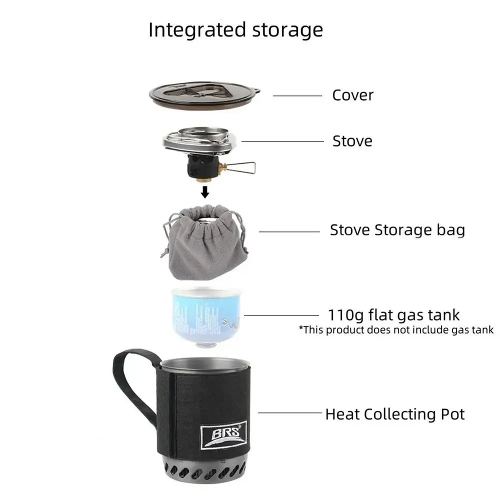 BRS-61 Camping Integrated Heat Collecting Pot Burner Ultralight Portable Hiking Furnace Outdoor Cooking Backpacking Stove System
