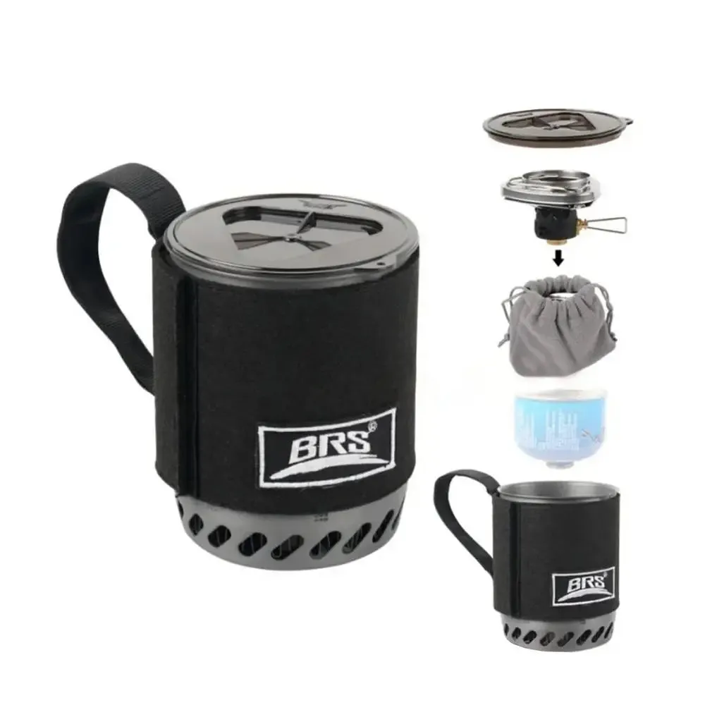 BRS-61 Camping Integrated Heat Collecting Pot Burner Ultralight Portable Hiking Furnace Outdoor Cooking Backpacking Stove System