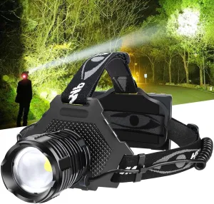 Bud K LED Headlamp Rechargeable, Upgraded 30W Super Bright Head Lamp 1000 High Lumen with 6 Modes, Zoomable, IPX6 Waterproof Headlamps for Outdoor Hiking, Camping, Running, Fishing, Hunting