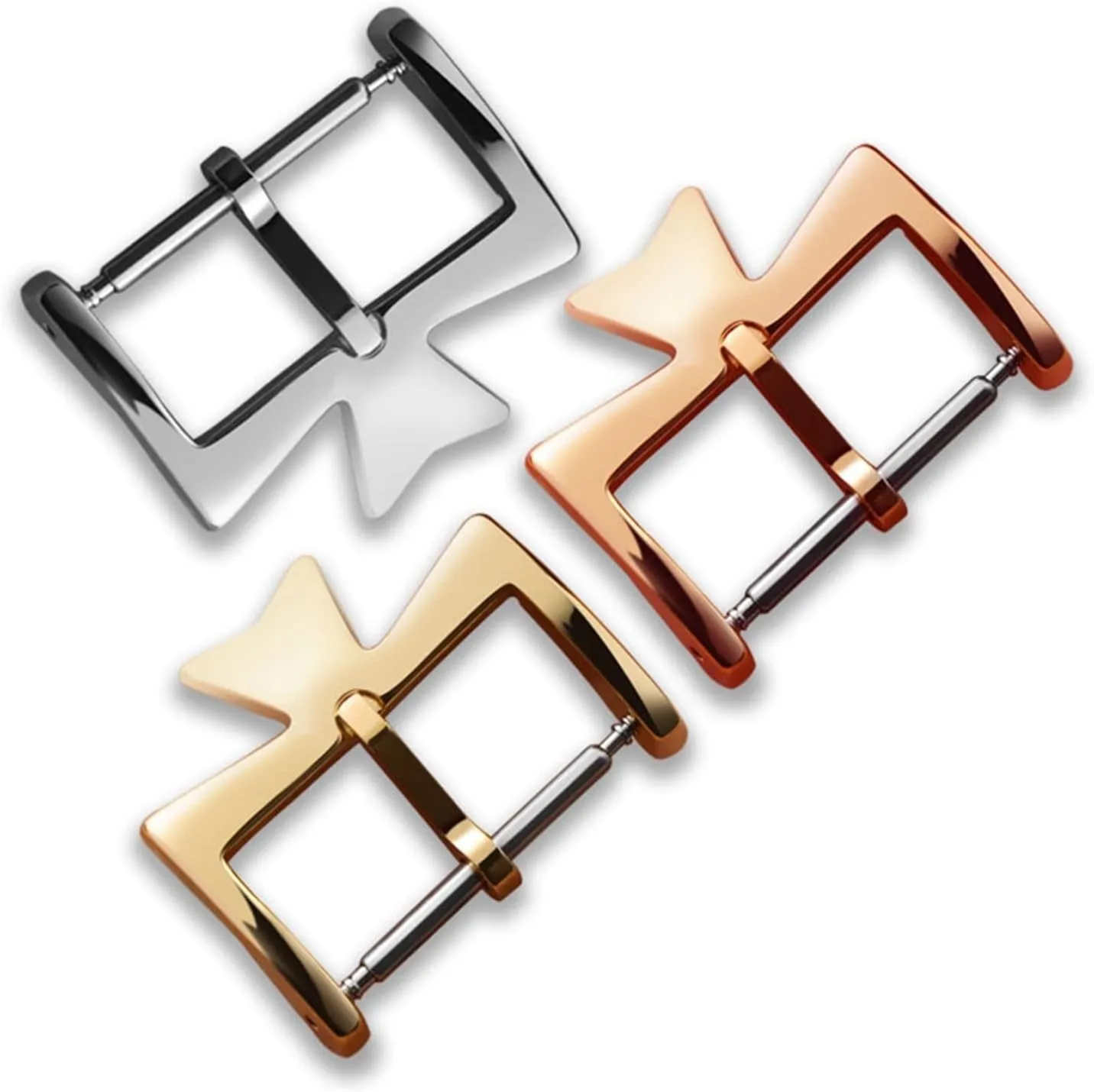 BUDAY Stainless Steel Watch Clasp For VC Vacheron Watch Strap Buckles Constantin Silvery Golden Rose gold Metal Pin Clasp 16MM 18MM