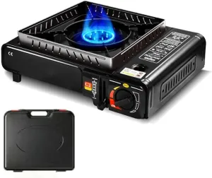 Burner Butane Stove, Portable Camping Stove Piezo Electric Ignition, Includes Precise Temperature Control
