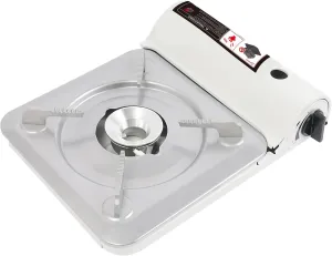 Butane Camping Stove, Portable Butane Burner, Single Burner Camp Stove with Carry Case for Emergencies, Outdoor Cooking, Gatherings, Backpacking, Safety Stop (Silver White)