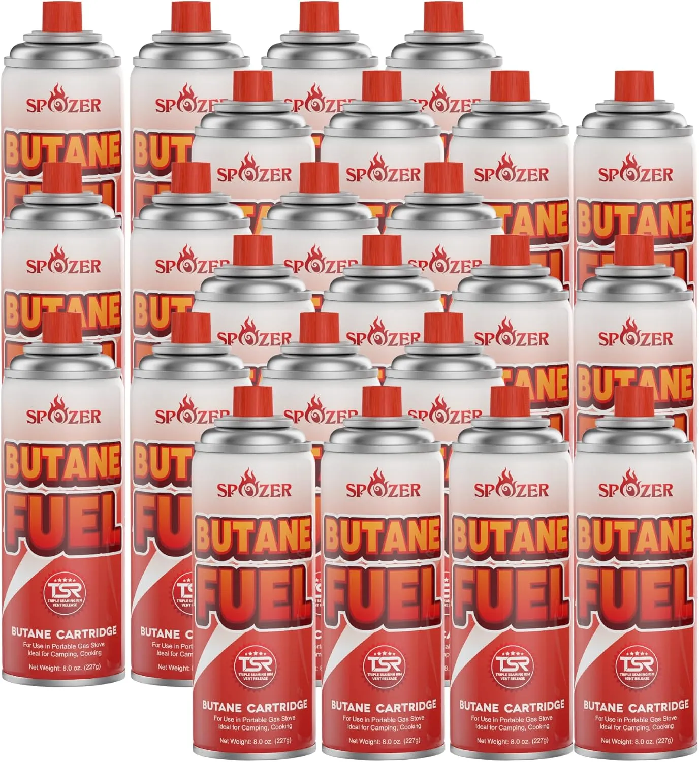 Butane Fuel Canister, 8oz Butane Canister, 227g Butane Gas For Camping Stoves And Torch Heads， Explosion Proof TSR Safety Release System, 24Pcs