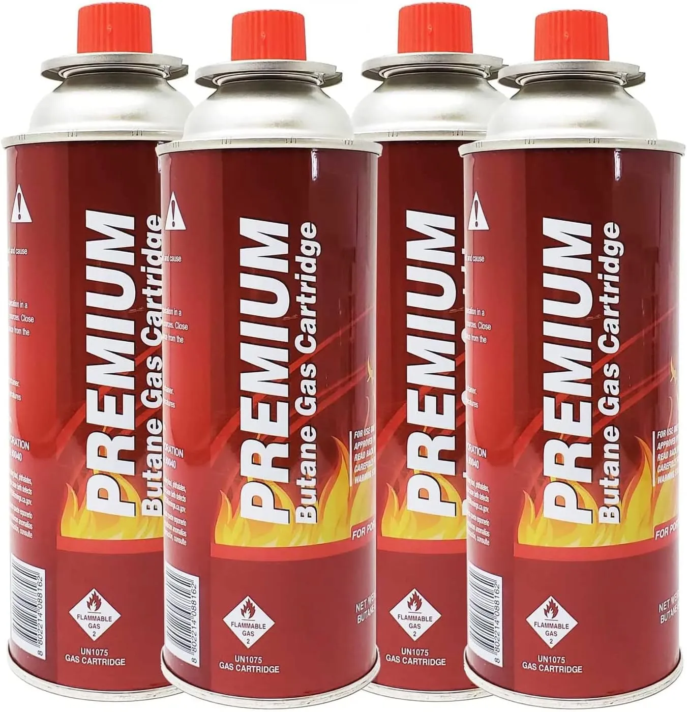 Butane Fuel Canisters for Portable Camping Stoves, Gas Burners, UL Listed, 8 oz. Per Canister - Set of 48