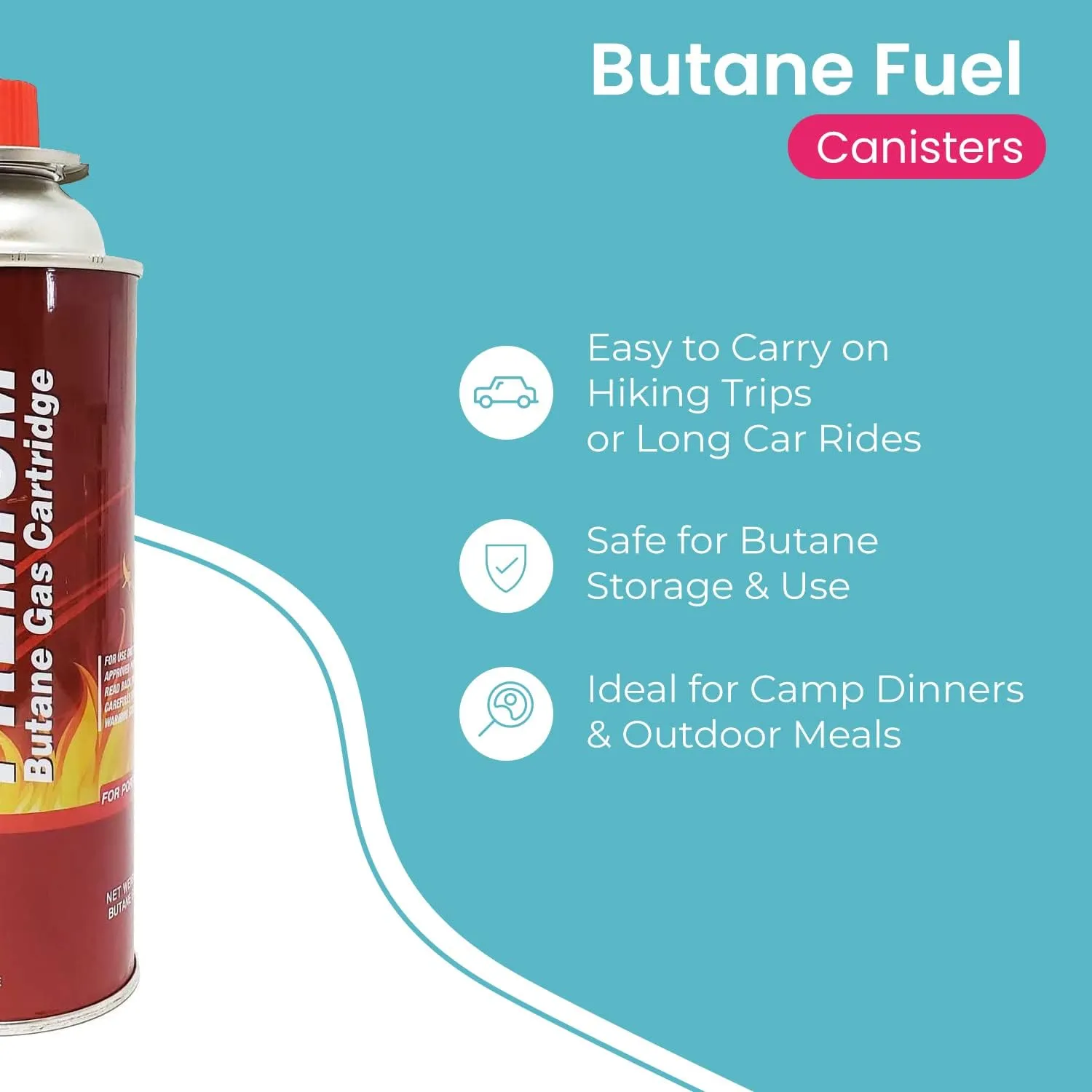 Butane Fuel Canisters for Portable Camping Stoves, Gas Burners, UL Listed, 8 oz. Per Canister - Set of 48