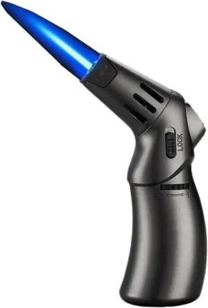 Butane Lighter, Made Metal, Portable Design, with Safety Lock, Adjustable Flame Size and Windproof, Butane can be refilled, Suitable for Candle Camping and Other Occasions