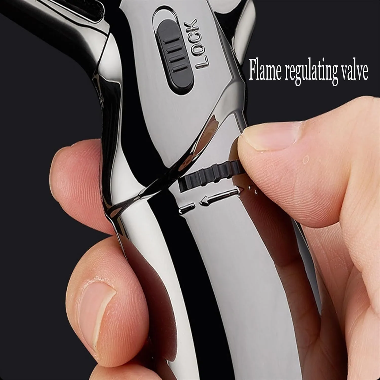 Butane Lighter, Made Metal, Portable Design, with Safety Lock, Adjustable Flame Size and Windproof, Butane can be refilled, Suitable for Candle Camping and Other Occasions
