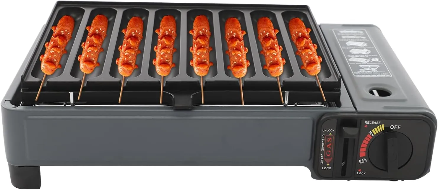 Butane Stove, 2.2kw Portable Camping Gas Stove,Gas Grill Stove,Gas Consumption 160g/0.35lbs/Hr,Korean Bbq Grill With Carry Case For Outdoor Cooking Camping,Gatherings,Rvs(16.53 * 10.23 * 4.33in)