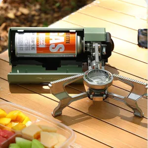 Butane StoveOutdoor Camping Portable StoveFolding StoveCookerHome FiresWindproof Gas TankMini Gas Stove, 34*30*10.5cm, Green