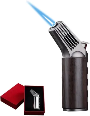 Butane Torch Lighter, Windproof Refillable Butane with Air Valve Adjustable Flame with Safety Lock,Lock Ignition Function, Suitable for Candle Camping(C)