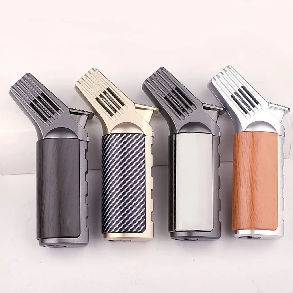 Butane Torch Lighter, Windproof Refillable Butane with Air Valve Adjustable Flame with Safety Lock,Lock Ignition Function, Suitable for Candle Camping(C)
