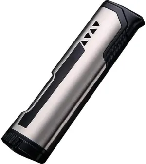 Butane Windproof Adjustable Jet Flame Lighter, Portable Refillable Butane Lighter for Outdoor Camping (Butane Not Included)(Silver)