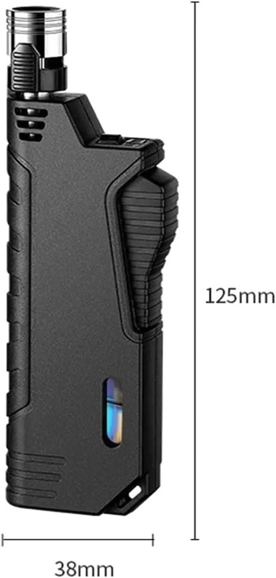 Butane Windproof Lighter, zinc Alloy Telescopic Reusable and Adjustable with Transparent Observation Window Suitable for Outdoor Hiking and Camping(Orange)