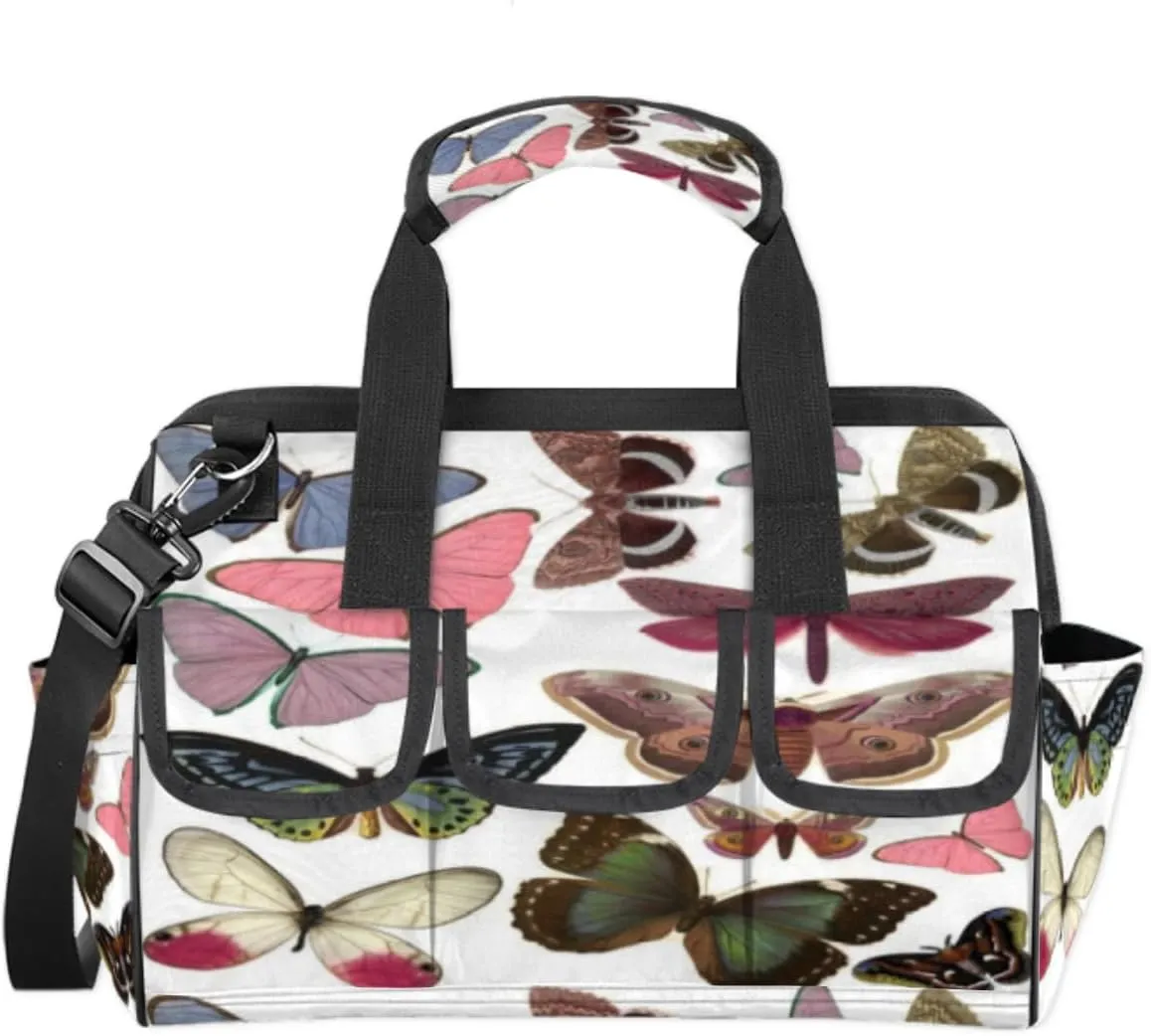 Butterfly Specimen Durable Tool Bag for Men with Multiple Pockets - Waterproof Oxford Cloth, Sturdy Zipper, Adjustable Shoulder Strap - Ideal for Woodworking, Maintenance, and Outdoor Activities