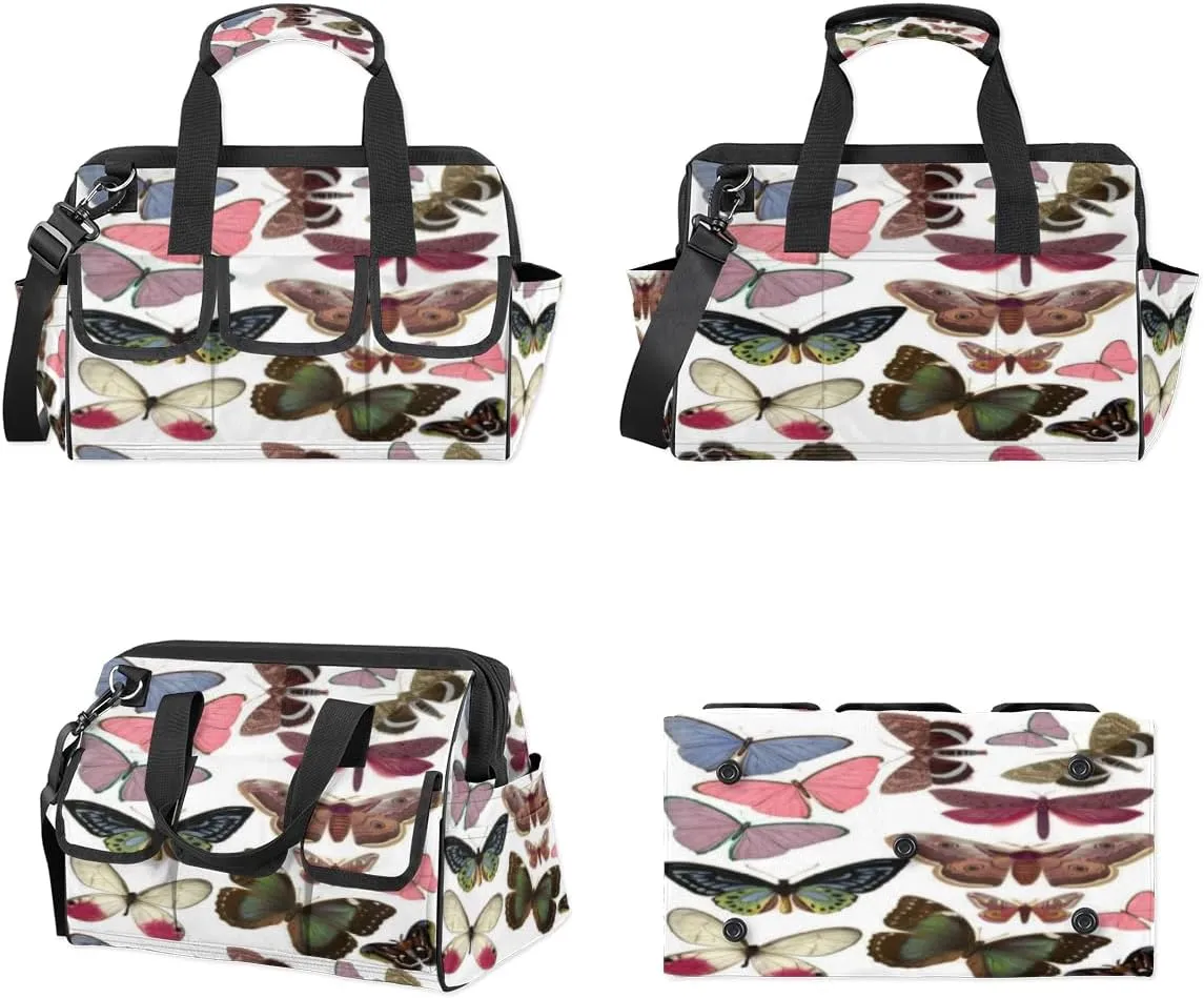 Butterfly Specimen Durable Tool Bag for Men with Multiple Pockets - Waterproof Oxford Cloth, Sturdy Zipper, Adjustable Shoulder Strap - Ideal for Woodworking, Maintenance, and Outdoor Activities
