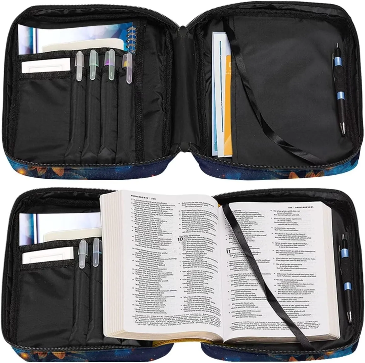 Butterfly Sunflower Pattern 3PCS Bible Covers Bible Case Bible Cover Case Leather bookmark Bible Holder Strap Bible Cover Gifts
