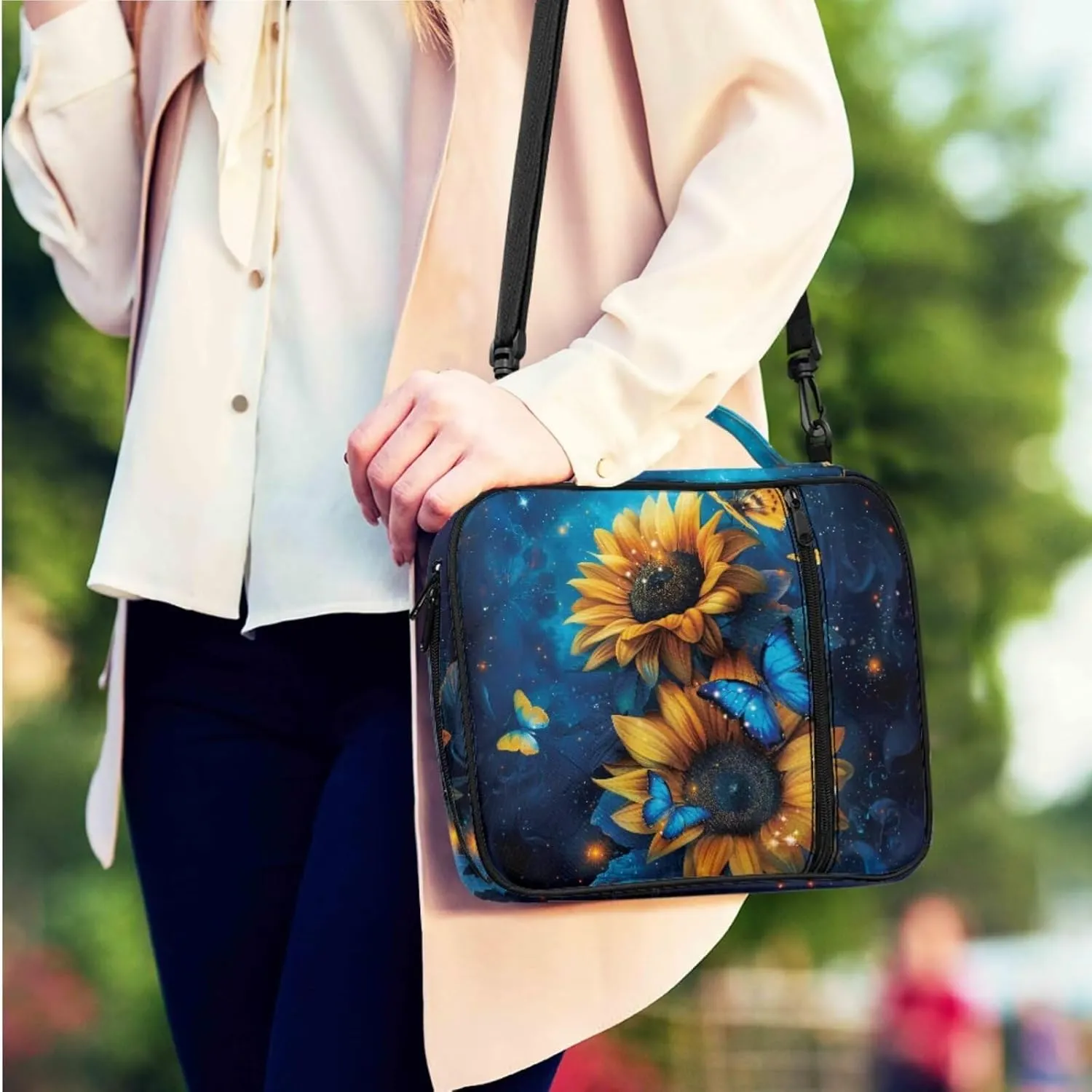 Butterfly Sunflower Pattern 3PCS Bible Covers Bible Case Bible Cover Case Leather bookmark Bible Holder Strap Bible Cover Gifts