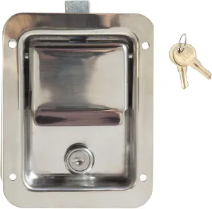 Buyers Products L3885 Locking Standard Flush Single Point Latch, Polished Stainless Steel, 2 Keys, Bolt On Mount, Truck Tool Box Latch, Trailer Latch, Camper & RV Latch