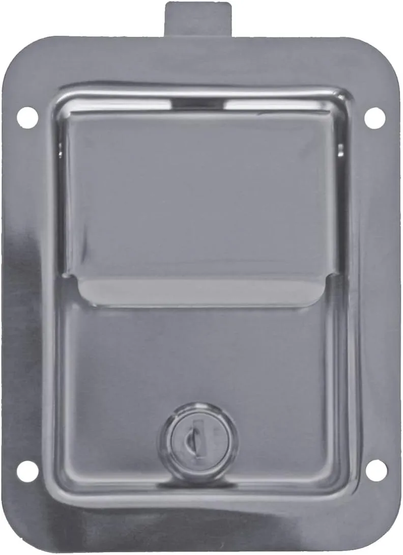 Buyers Products L3885 Locking Standard Flush Single Point Latch, Polished Stainless Steel, 2 Keys, Bolt On Mount, Truck Tool Box Latch, Trailer Latch, Camper & RV Latch