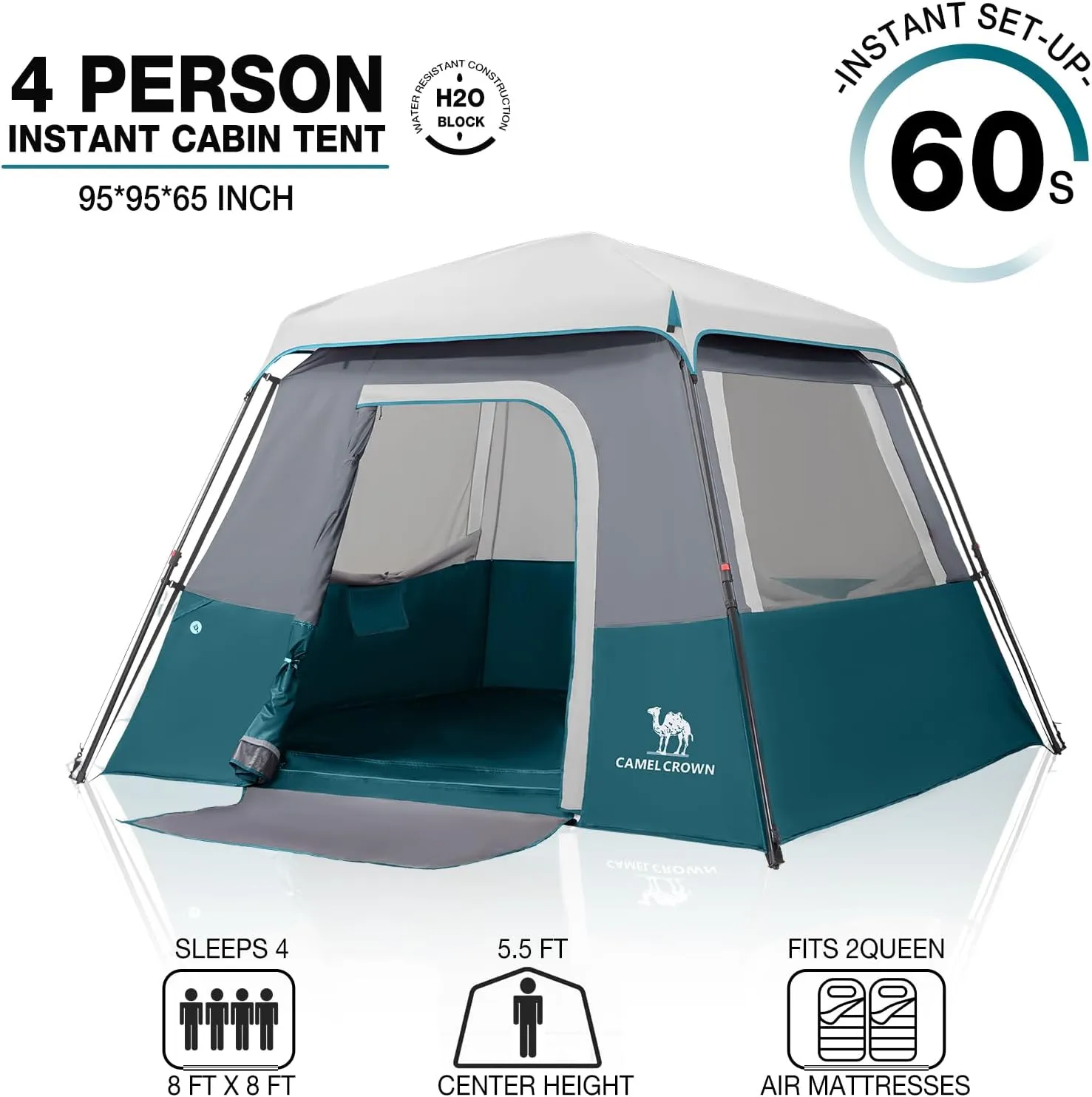 CAMEL CROWN 4/6 Person Tent Waterproof Lightweight Portable Backpacking Tent for Outdoor Camping Hiking
