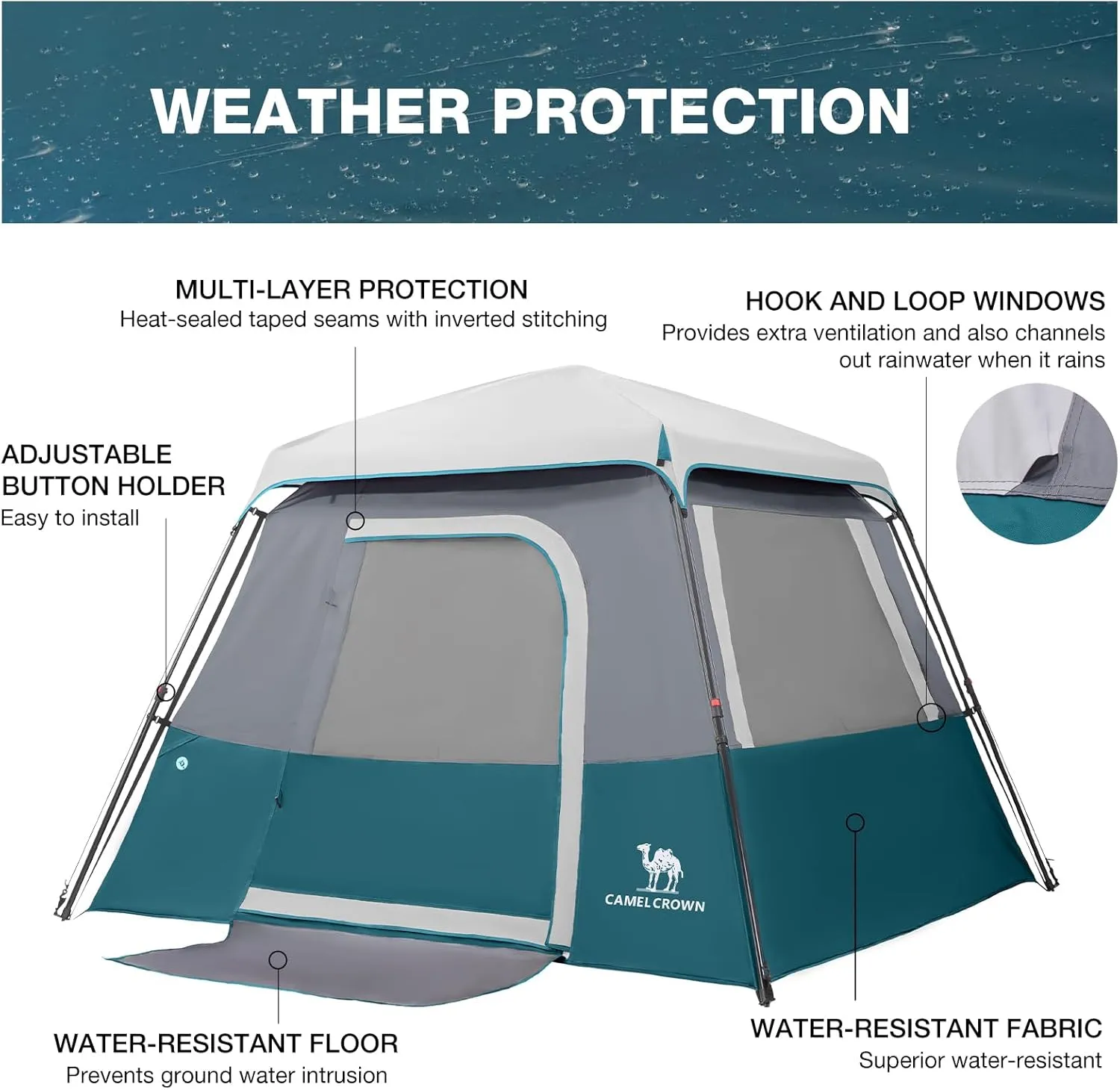 CAMEL CROWN 4/6 Person Tent Waterproof Lightweight Portable Backpacking Tent for Outdoor Camping Hiking