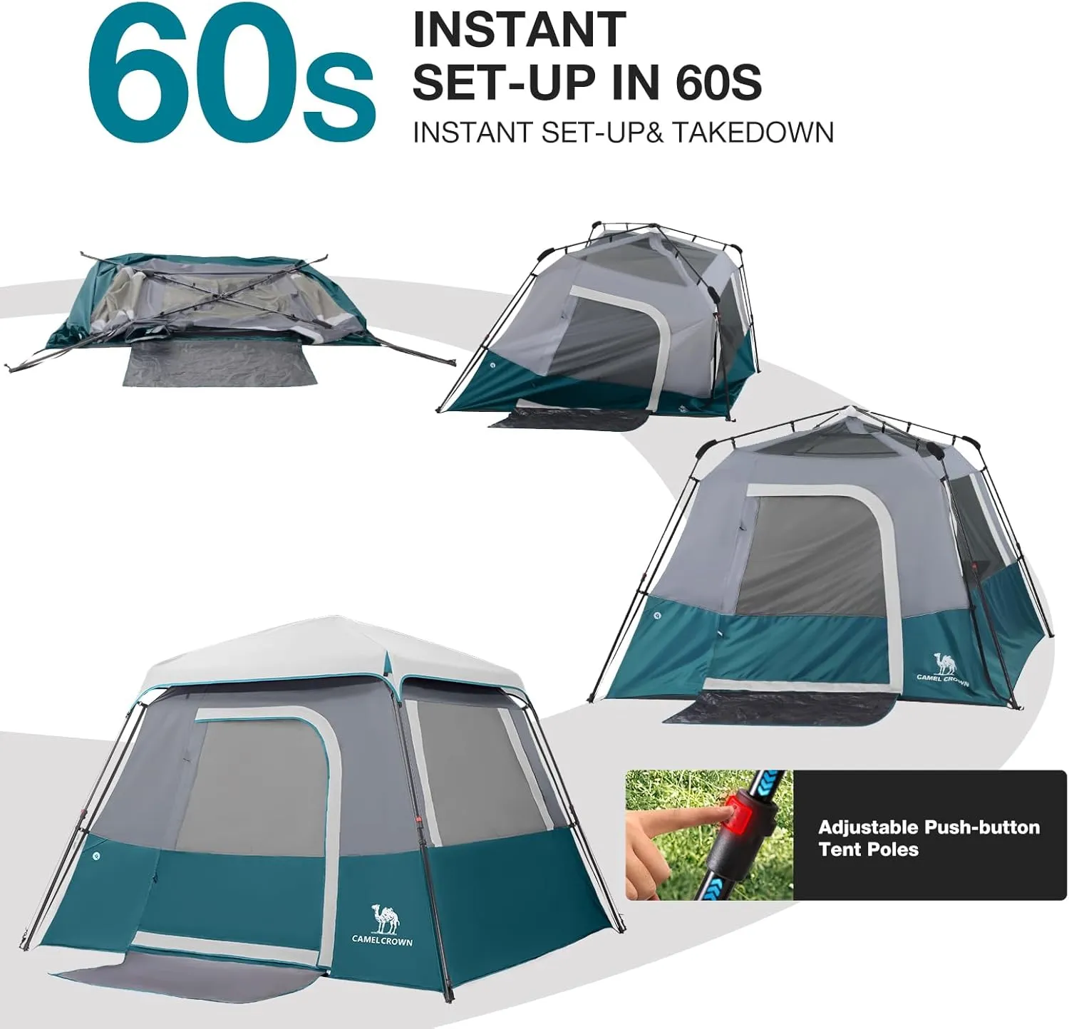 CAMEL CROWN 4/6 Person Tent Waterproof Lightweight Portable Backpacking Tent for Outdoor Camping Hiking