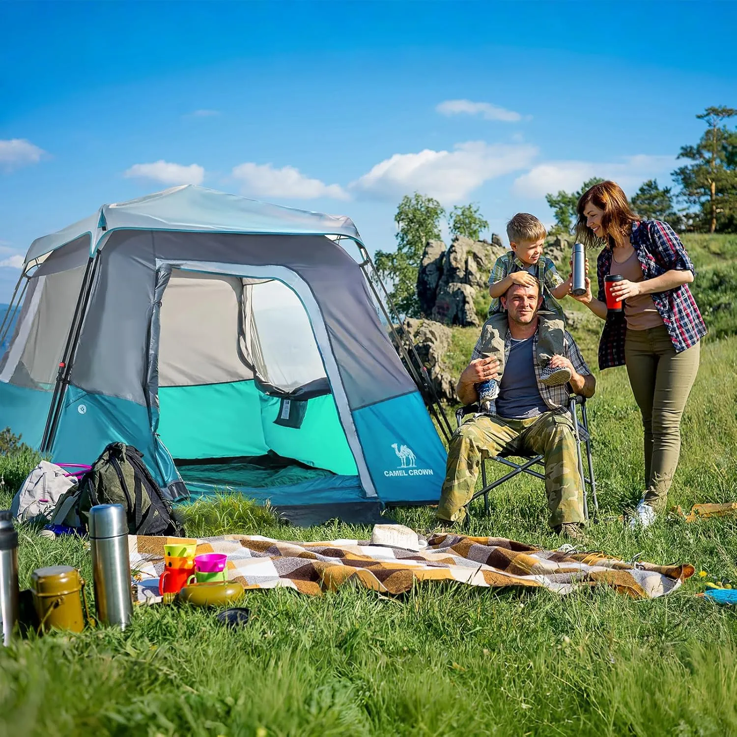 CAMEL CROWN 4/6 Person Tent Waterproof Lightweight Portable Backpacking Tent for Outdoor Camping Hiking