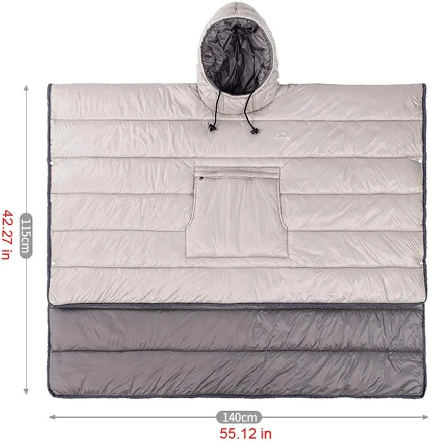 Camp Poncho Sleeping Bag Wearable Hooded Blanket - Envelope Lightweight Thermal Cloak Cape Windproof with Premium Stuff Compression Sack for Backpacking Hiking Hunting Fishing Outdoor Sport