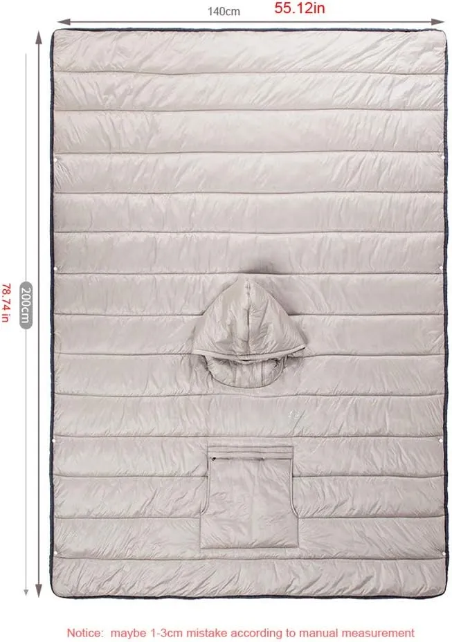 Camp Poncho Sleeping Bag Wearable Hooded Blanket - Envelope Lightweight Thermal Cloak Cape Windproof with Premium Stuff Compression Sack for Backpacking Hiking Hunting Fishing Outdoor Sport