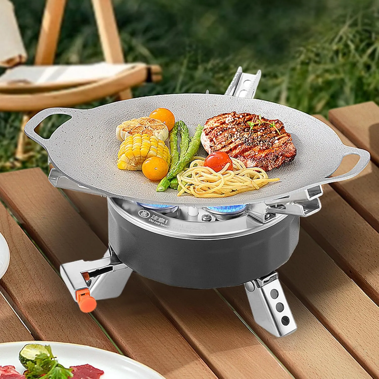 Camp Stove | Small Camping Stove Camp Coking Gear | 6800W Foldable Burner with Precise Heat Control, Cooking Tools Outdoor Gear for Fishing Hiking BBQ Backpacking