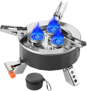 Camp Stove | Small Camping Stove Camp Coking Gear | 6800W Foldable Burner with Precise Heat Control, Cooking Tools Outdoor Gear for Fishing Hiking BBQ Backpacking